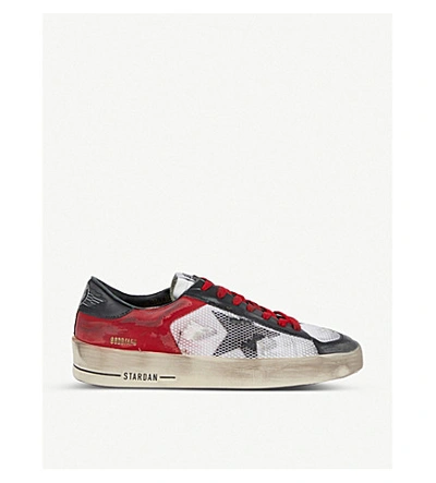 Shop Golden Goose Stardan Leather Trainers In Red Comb