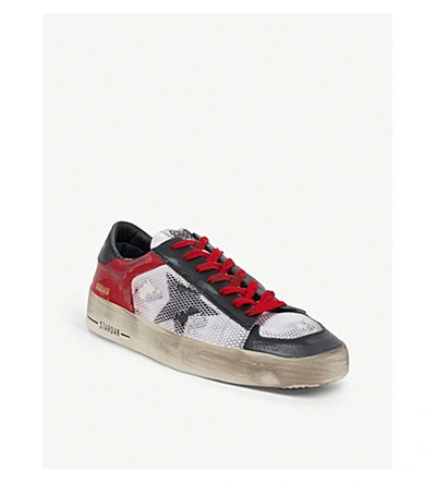 Shop Golden Goose Stardan Leather Trainers In Red Comb