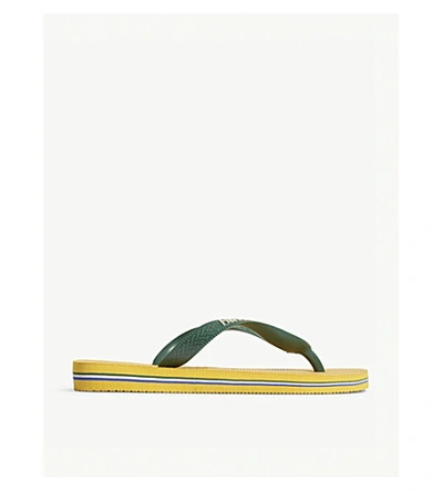 Shop Havaianas Brazil Logo Rubber Flip-flops In Navy+blue