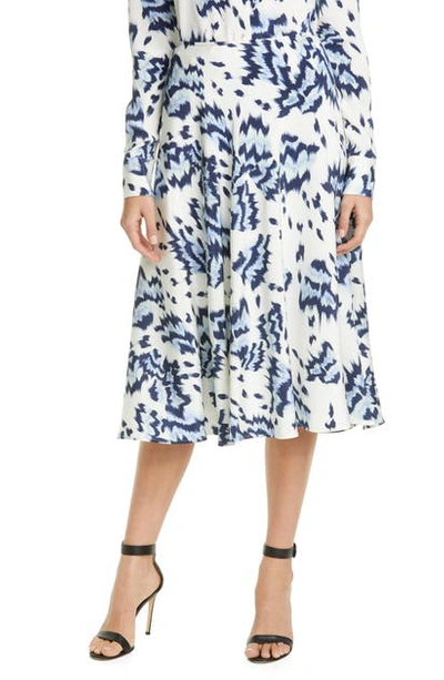 Shop St. John Painted Butterfly Print Skirt In White Multi