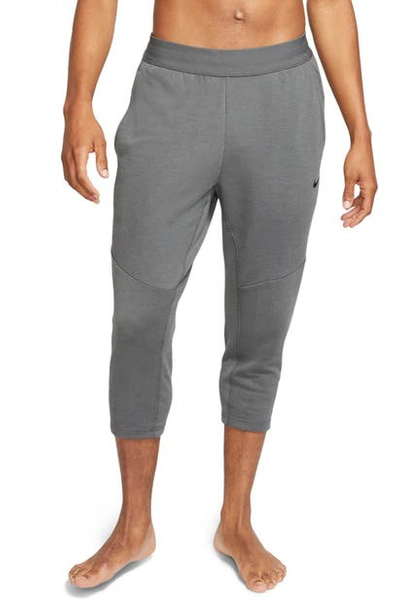 Shop Nike Dri-fit Three Quarter Yoga Pants In Iron Grey/ Black