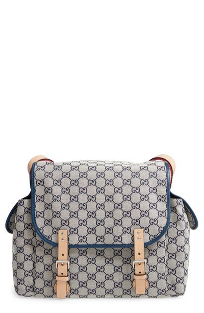 Shop Gucci Canvas Diaper Bag In Blue Multicolor