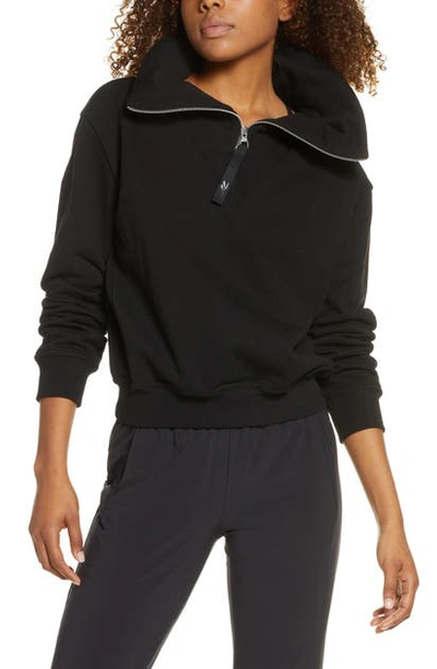 Shop Victoria Beckham Logo Embroidered Crop Sweatshirt In Black