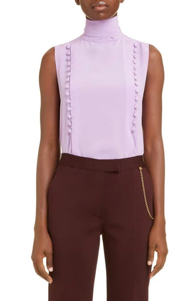 Shop Givenchy Tie Neck Sleeveless Woven Blouse In Lilac