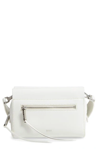 Shop Hugo Boss Katlin Leather Crossbody Bag In Open White