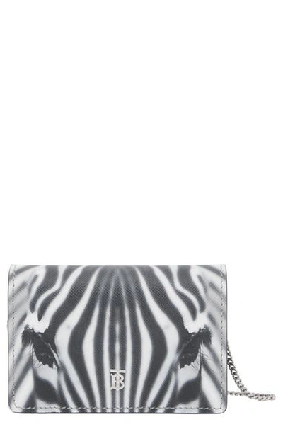 Shop Burberry Jessie Zebra Print Calfskin Leather Card Case In Black