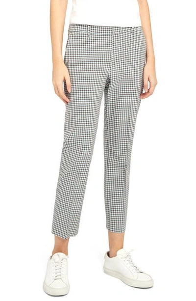 Shop Theory Treeca Check Crop Pants In Blue Multi