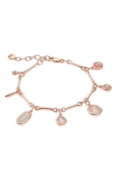 Shop Monica Vinader Siren Tonal Charm Shaker Necklace In Rose Gold