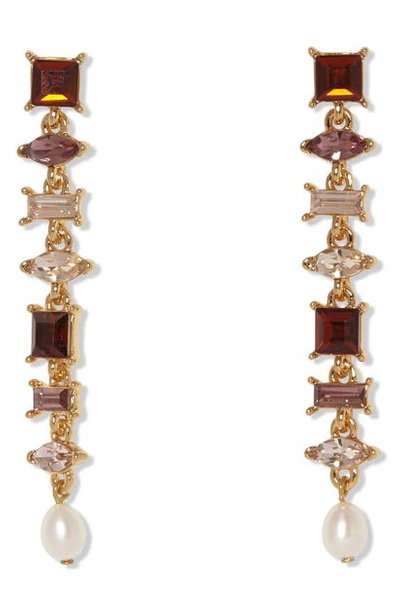 Shop Vince Camuto Linear Earrings In Gold/pink Multi/ivory Pearl