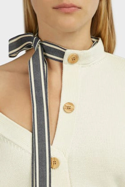 Shop Monse Asymmetric Ribbon-tie Cardigan In Beige