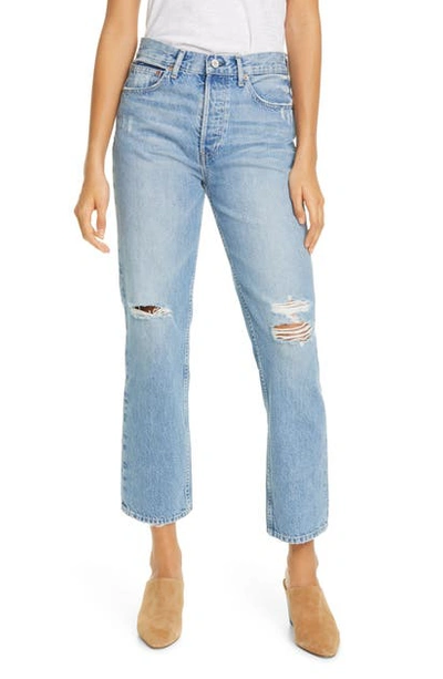 Shop Trave Riley '90s Ripped High Waist Ankle Straight Leg Jeans In Time After Time