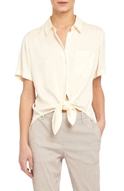 Shop Theory Hekanina 2 Core Stretch Silk Short Sleeve Shirt In Ivory