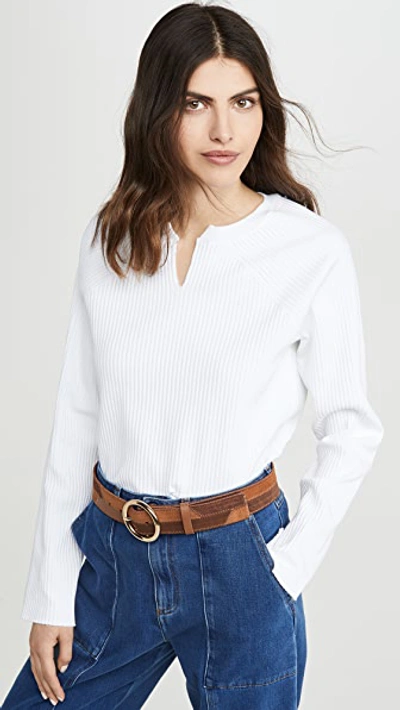 Shop The Range Vital Rib Slashed Long Sleeve Sweater In White