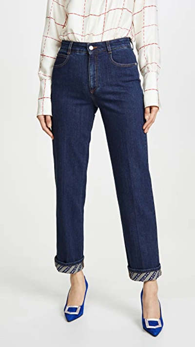 Shop Stella Mccartney Logo Cuff Jeans In Dark