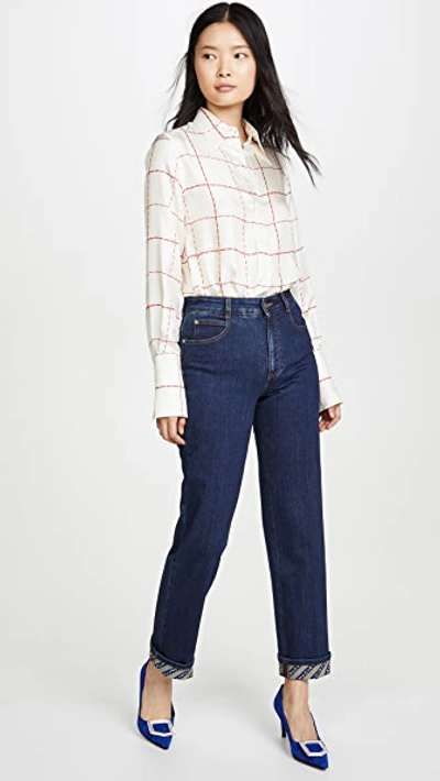 Shop Stella Mccartney Logo Cuff Jeans In Dark