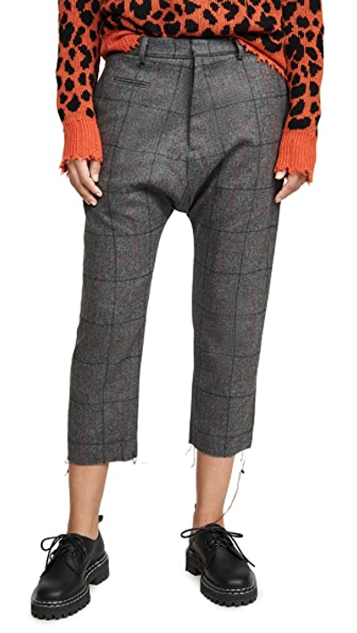 Shop R13 Tailored Drop Trousers In Grey Plaid