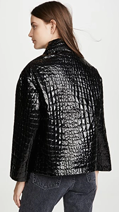 Shop Anine Bing Liza Jacket In Black Croco