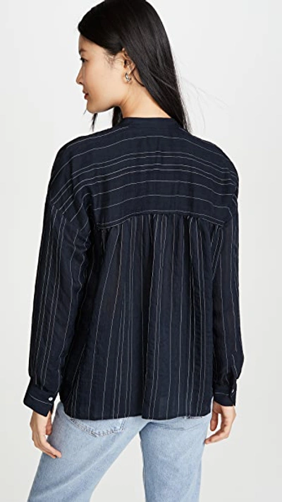 Shop Vince Drapey Stripe Pullover In Coastal