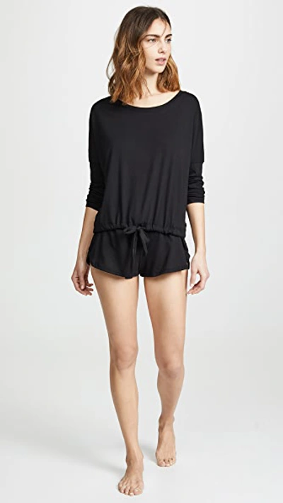 Shop Eberjey Heather Pj Shorts In Black
