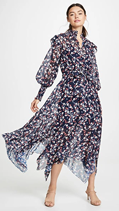 Shop Keepsake Charmed Long Sleeve Maxi Dress In Navy Versailles