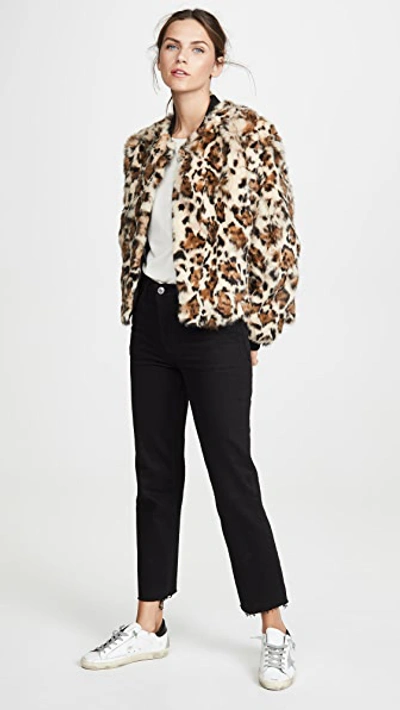 Shop Adrienne Landau Rabbit Jacket In Black/leopard