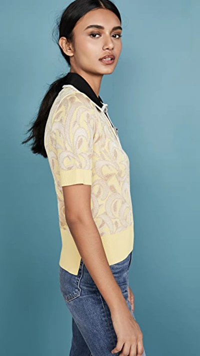 Shop N°21 Contrast Collared Polo Tee In Acid Yellow