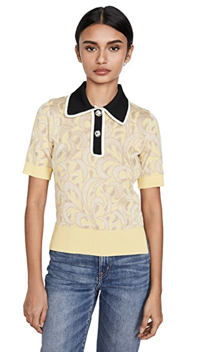 Shop N°21 Contrast Collared Polo Tee In Acid Yellow