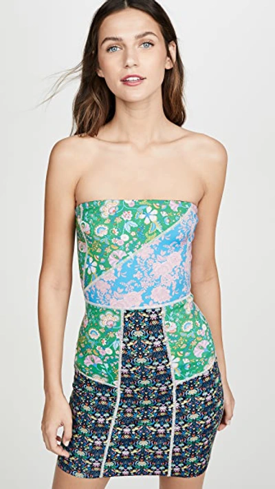 Cynthia Rowley Wavey Neoprene Tube Dress In Multi Floral