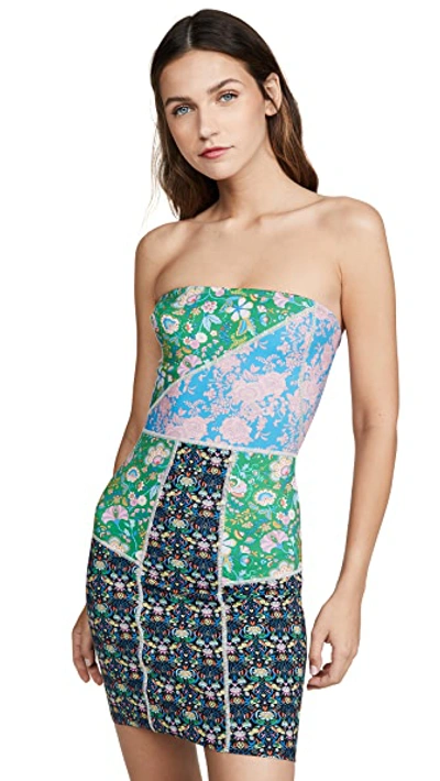 Cynthia Rowley Wavey Neoprene Tube Dress In Multi Floral