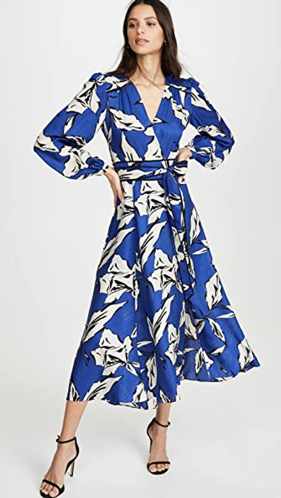 Shop Veronica Beard Mclean Dress In Ultramarine Multi