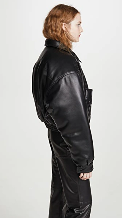 Shop Nanushka Bomi Bomber Jacket In Black