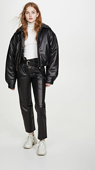 Shop Nanushka Bomi Bomber Jacket In Black