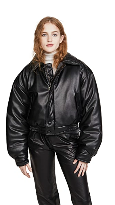 Shop Nanushka Bomi Bomber Jacket In Black