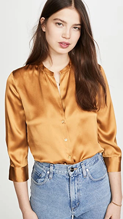 Shop L Agence Aoki 3/4 Sleeve Blouse In Saffron