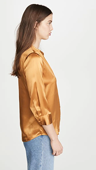 Shop L Agence Aoki 3/4 Sleeve Blouse In Saffron