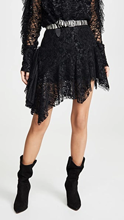 Shop Anais Jourden Black Velvet Lace Mini Skirt