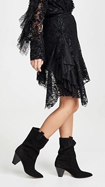 Shop Anais Jourden Black Velvet Lace Mini Skirt