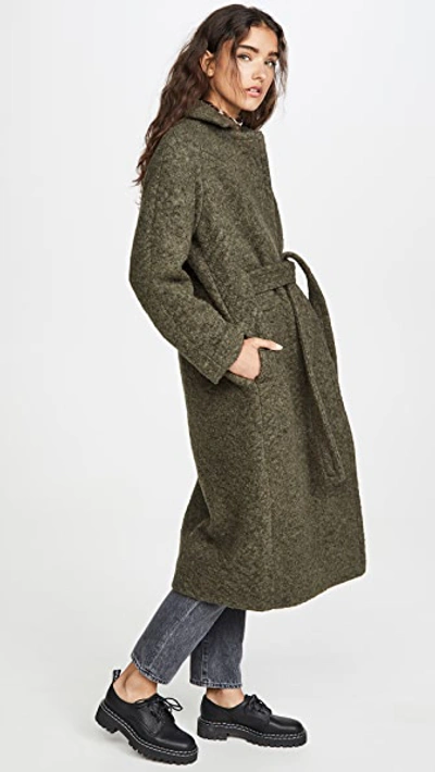 Ganni Boucle Wool Long Wrap Coat In 861 | ModeSens
