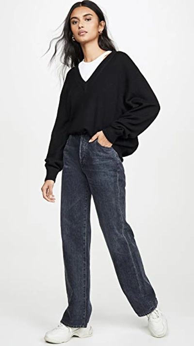 Shop Alexander Wang T Bi-layer V Neck Sweater In Black