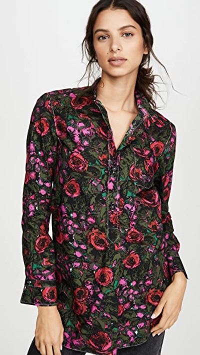 Shop Marni Floral Button Down Blouse In Starlight Pink