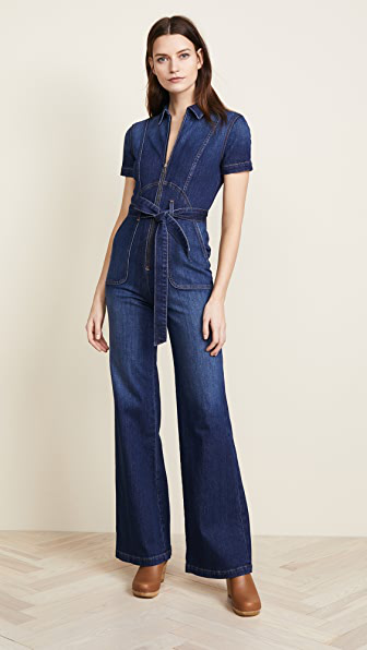 denim flare jumpsuit