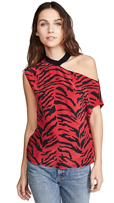 Shop Rta Axel Rib Nck Cutout Tee In Ruby Zebra