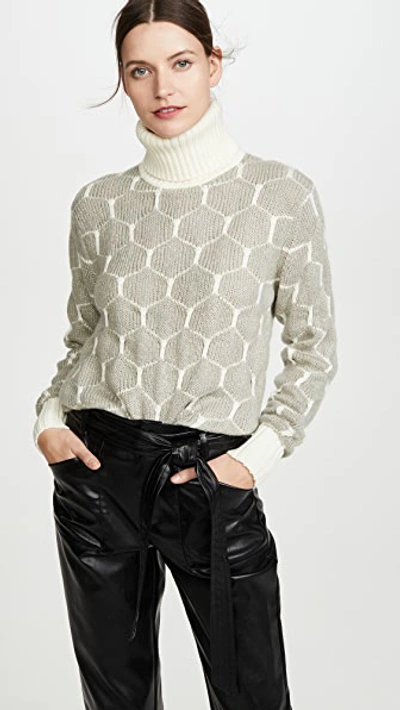Shop See By Chloé Honeycomb Pullover In Grey/white