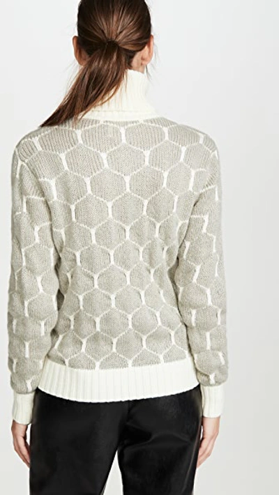 Shop See By Chloé Honeycomb Pullover In Grey/white