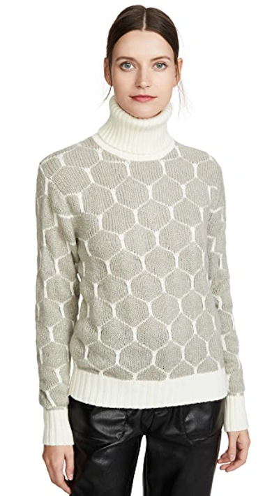 Shop See By Chloé Honeycomb Pullover In Grey/white