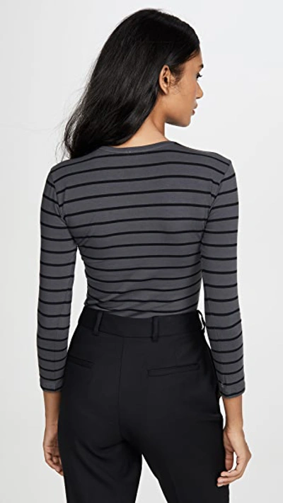 Shop Atm Anthony Thomas Melillo Striped Pullover In Asphalt