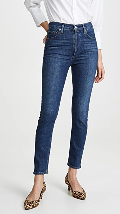 Shop Agolde Nico High Rise Slim Jeans In Fixation