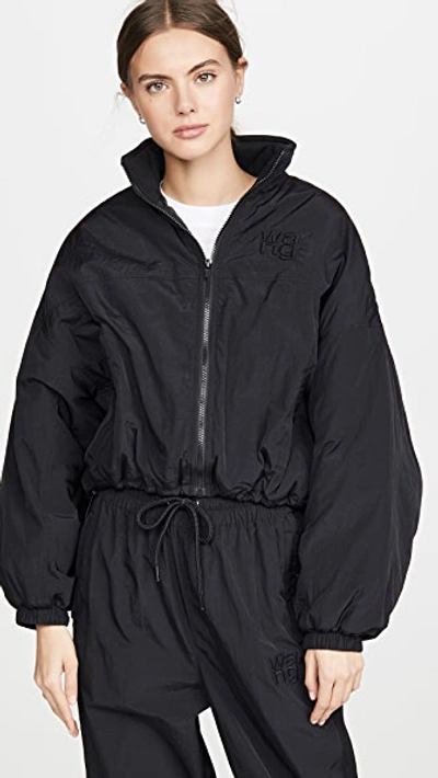 Shop Alexander Wang T Nylon Zip Jacket With Logo In Black
