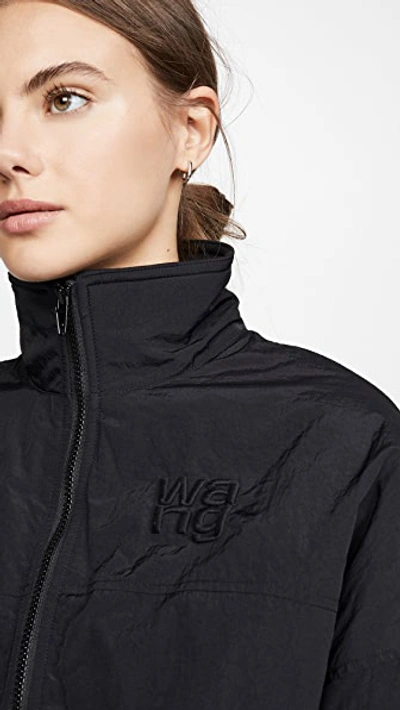 Shop Alexander Wang T Nylon Zip Jacket With Logo In Black