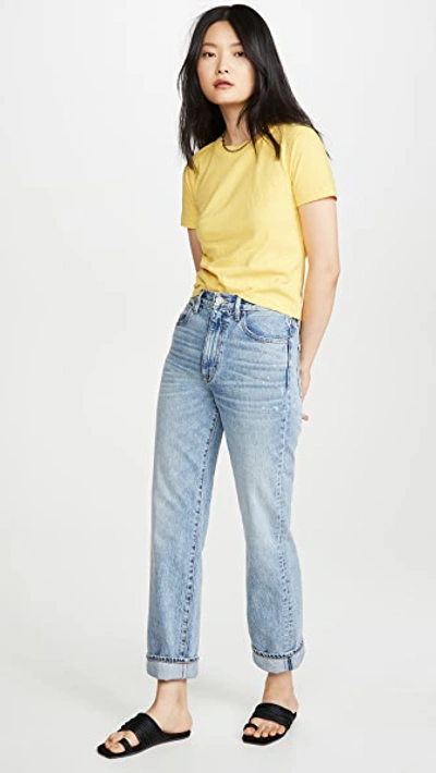Shop Acne Studios Ebally Reverse Label Tee In Canary Yellow